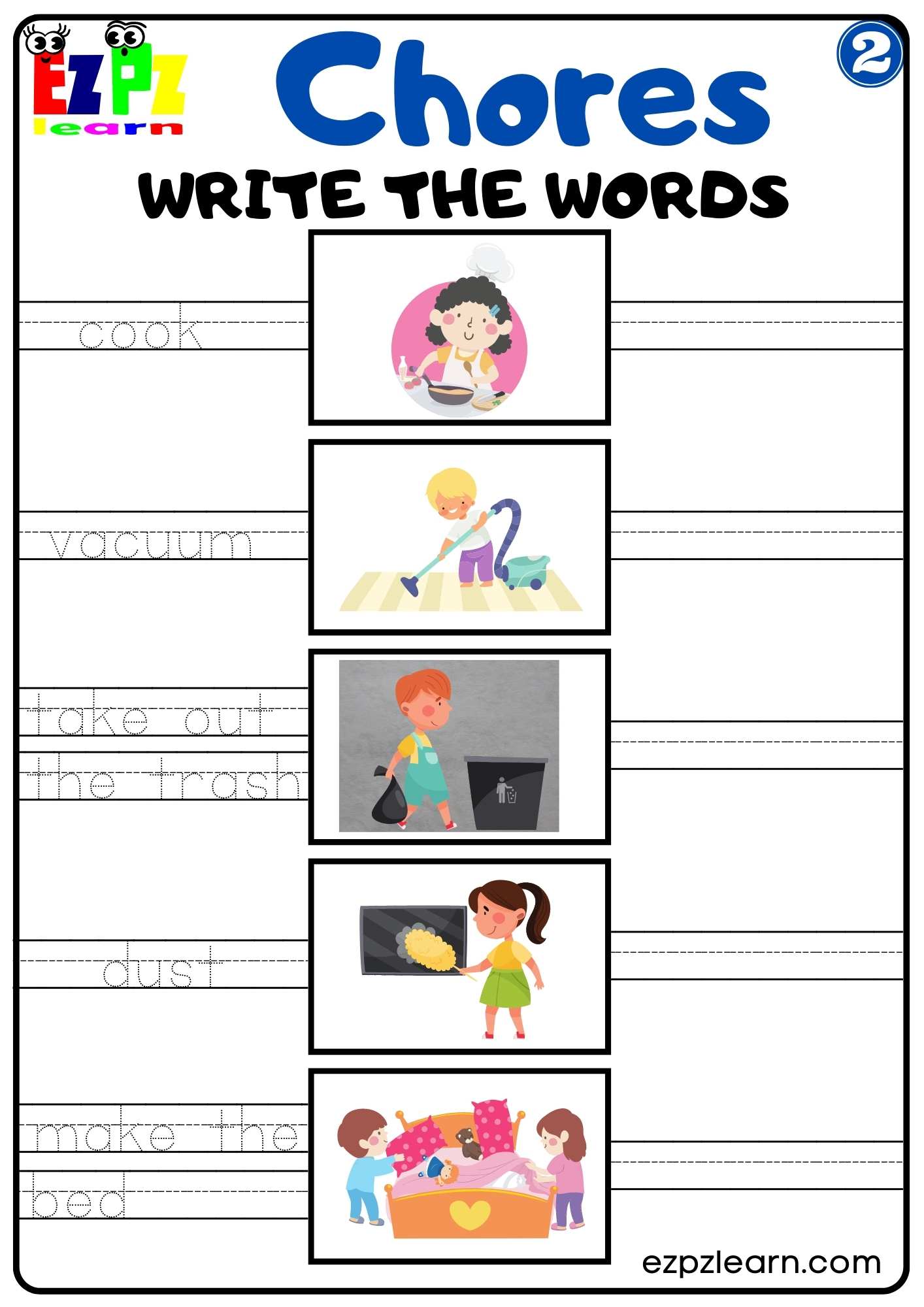 Household Chores Worksheet Esl